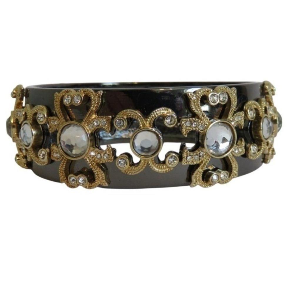 ABS Allen Schwartz Crystal Gold Tone Bracelet Bangle